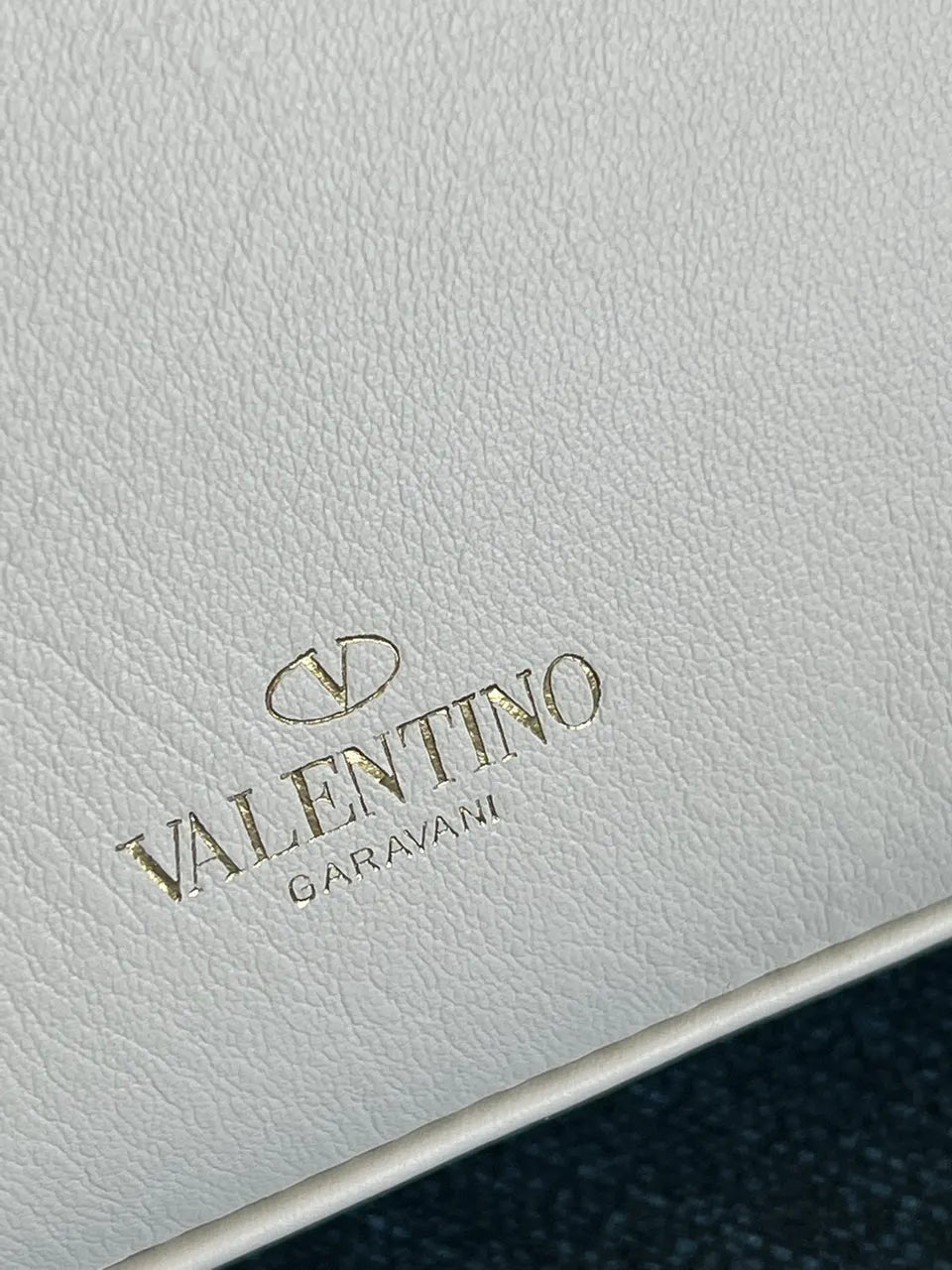 gold Valentino White Leather Shoulder Bag - Hình 7