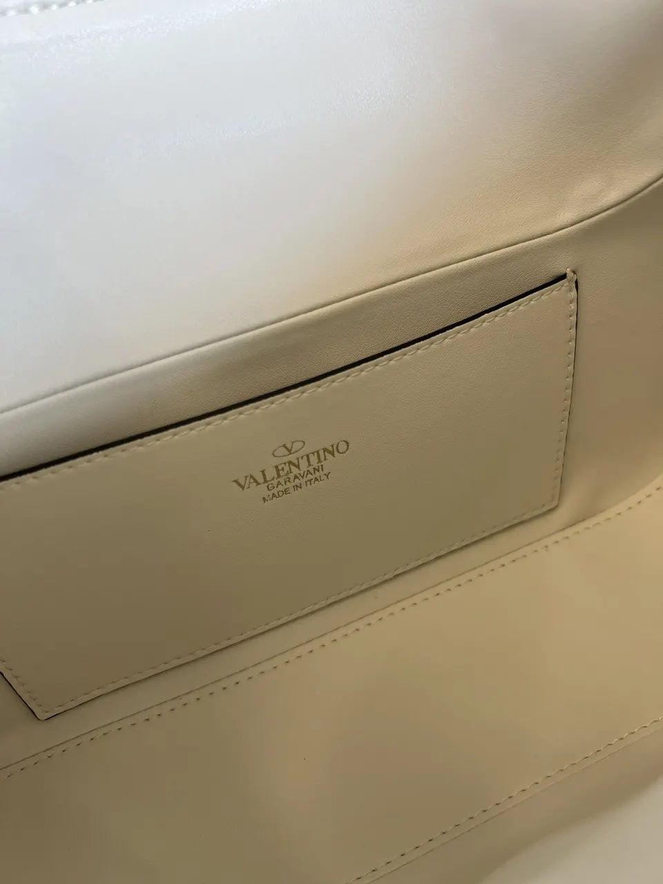 gold Valentino White Leather Shoulder Bag - Hình 6