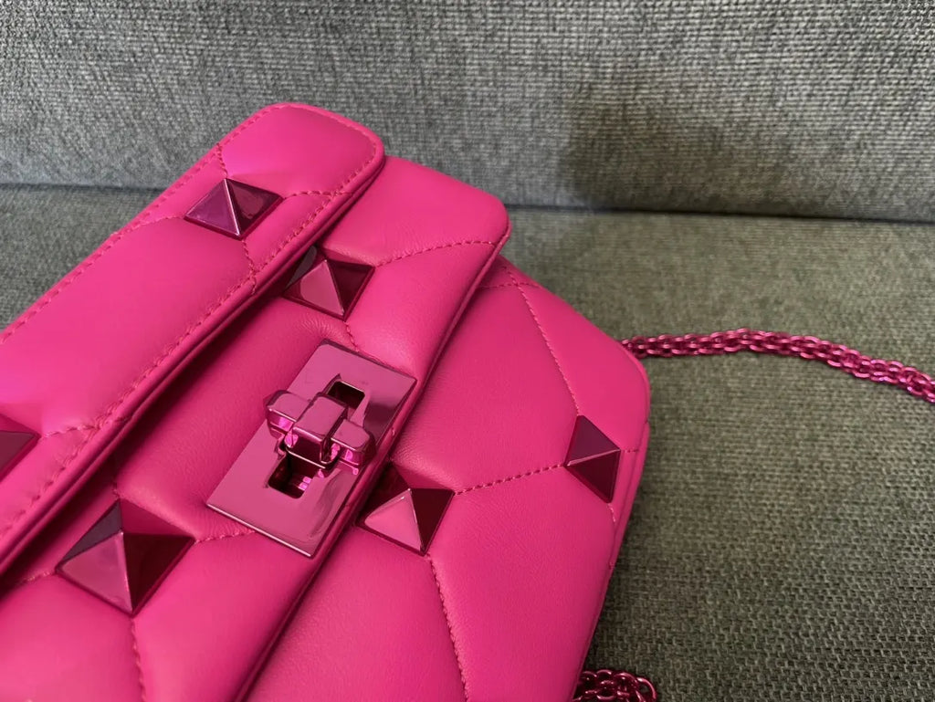 Valentino Pink Roman Stud Bag - Hình 5