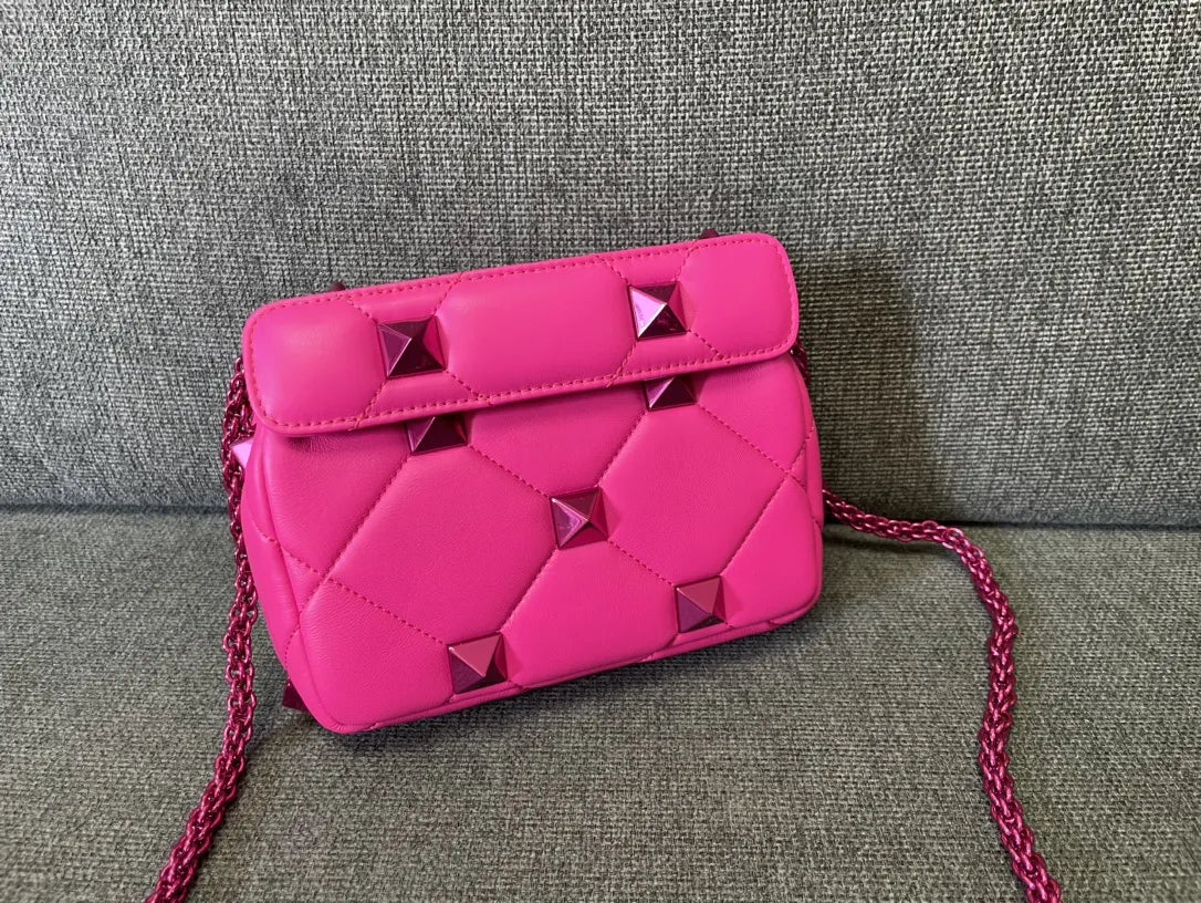 Valentino Pink Roman Stud Bag - Hình 3