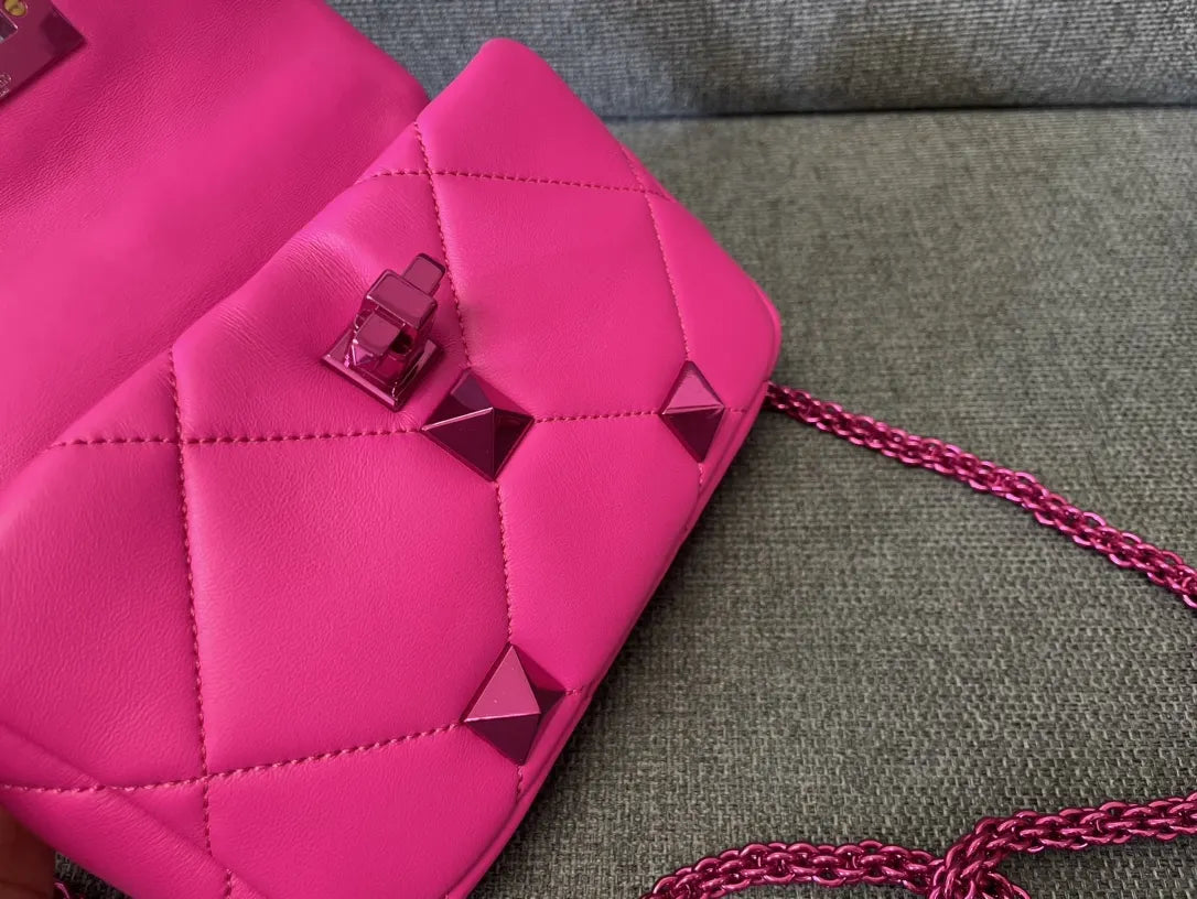 Valentino Pink Roman Stud Bag - Hình 7