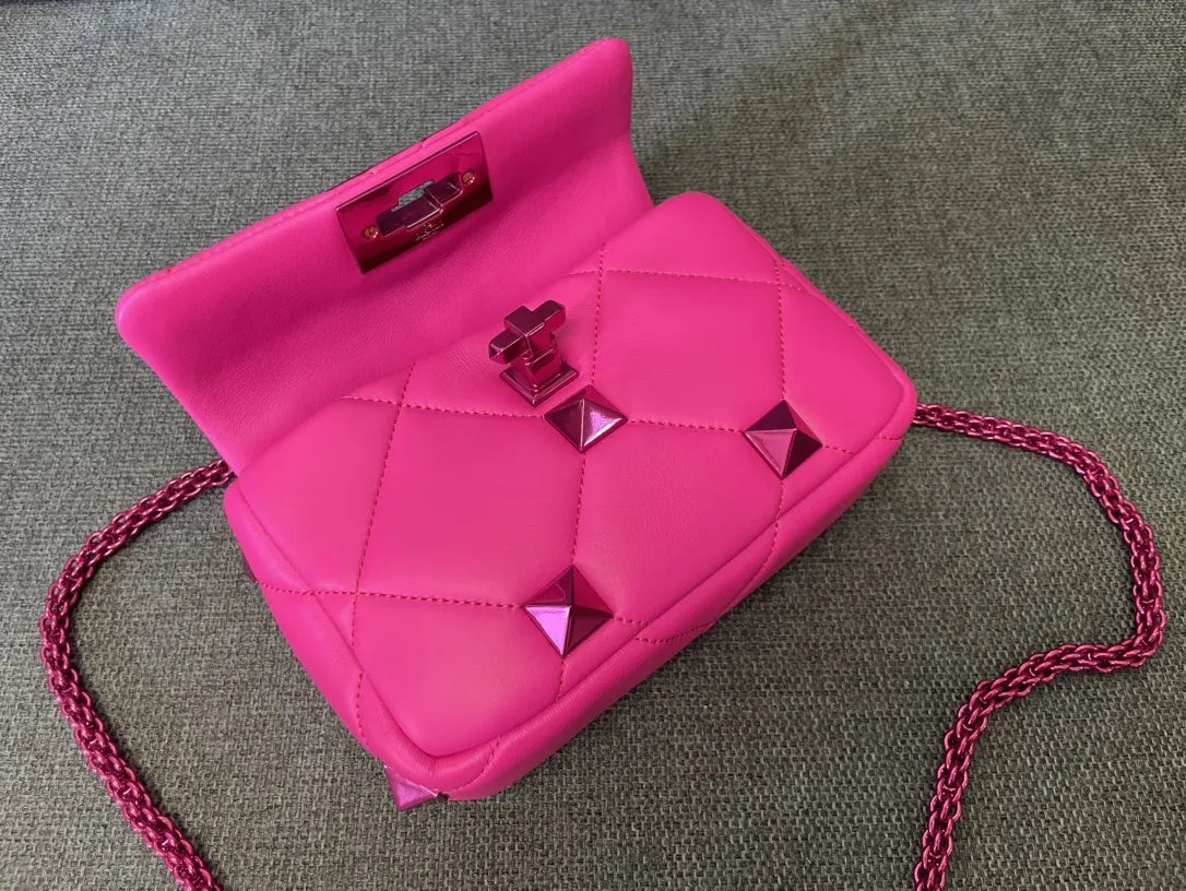 Valentino Pink Roman Stud Bag - Hình 6