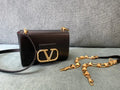 Valentino Black Grain Leather Bag gold