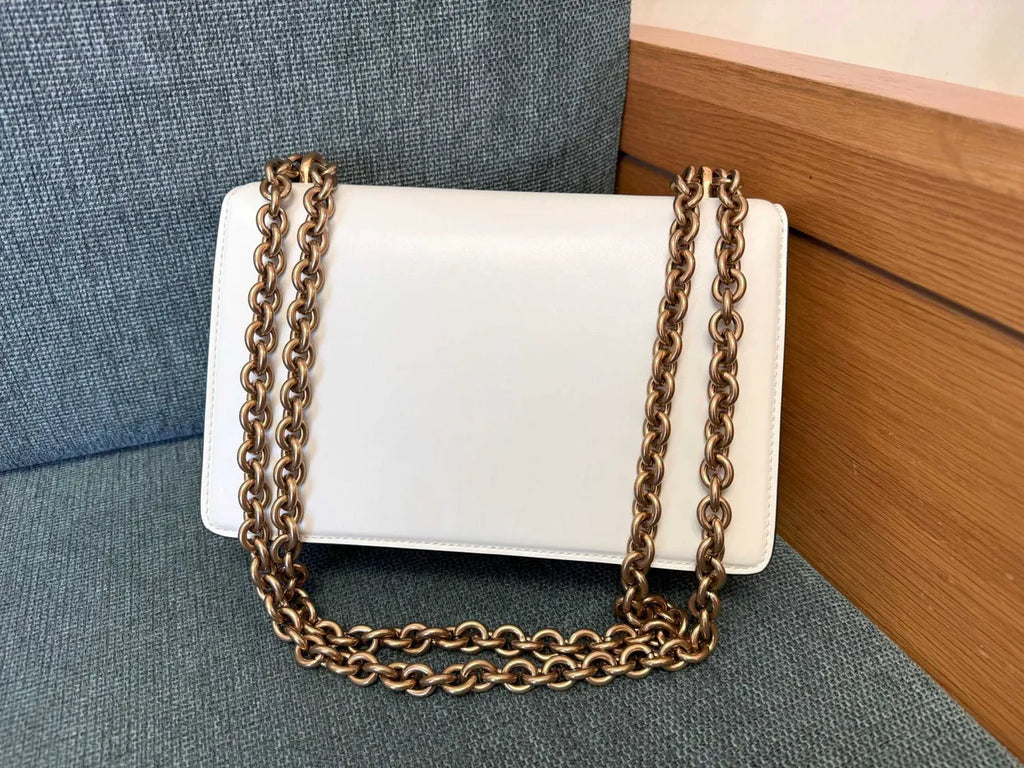 Valentino White Leather Shoulder Bag - Hình 8
