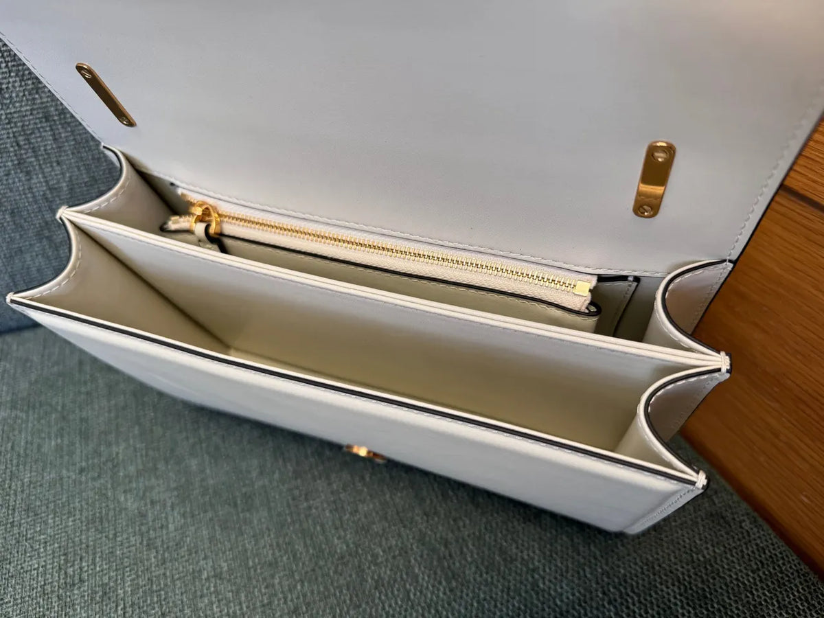 Valentino White Leather Shoulder Bag - Hình 5