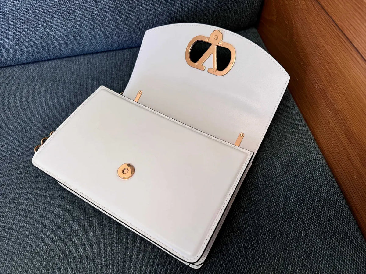 Valentino White Leather Shoulder Bag - Hình 6