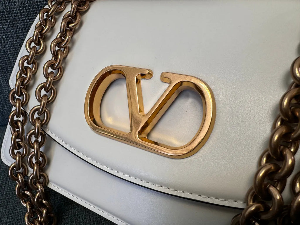 Valentino White Leather Shoulder Bag - Hình 2