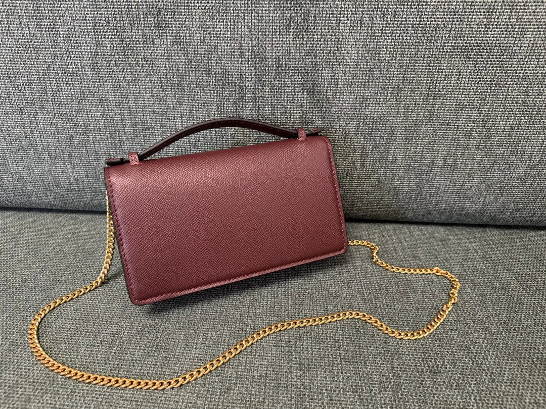 Valentino Burgundy Chain Bag - Hình 2