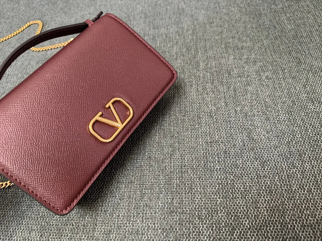 Valentino Burgundy Chain Bag - Hình 5