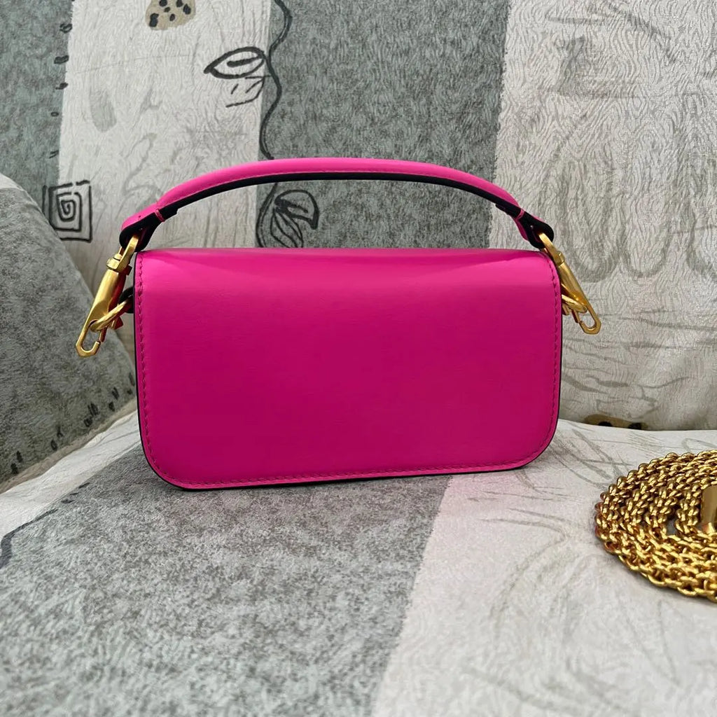gold Valentino Shocking Pink VLogo Bag - Hình 5