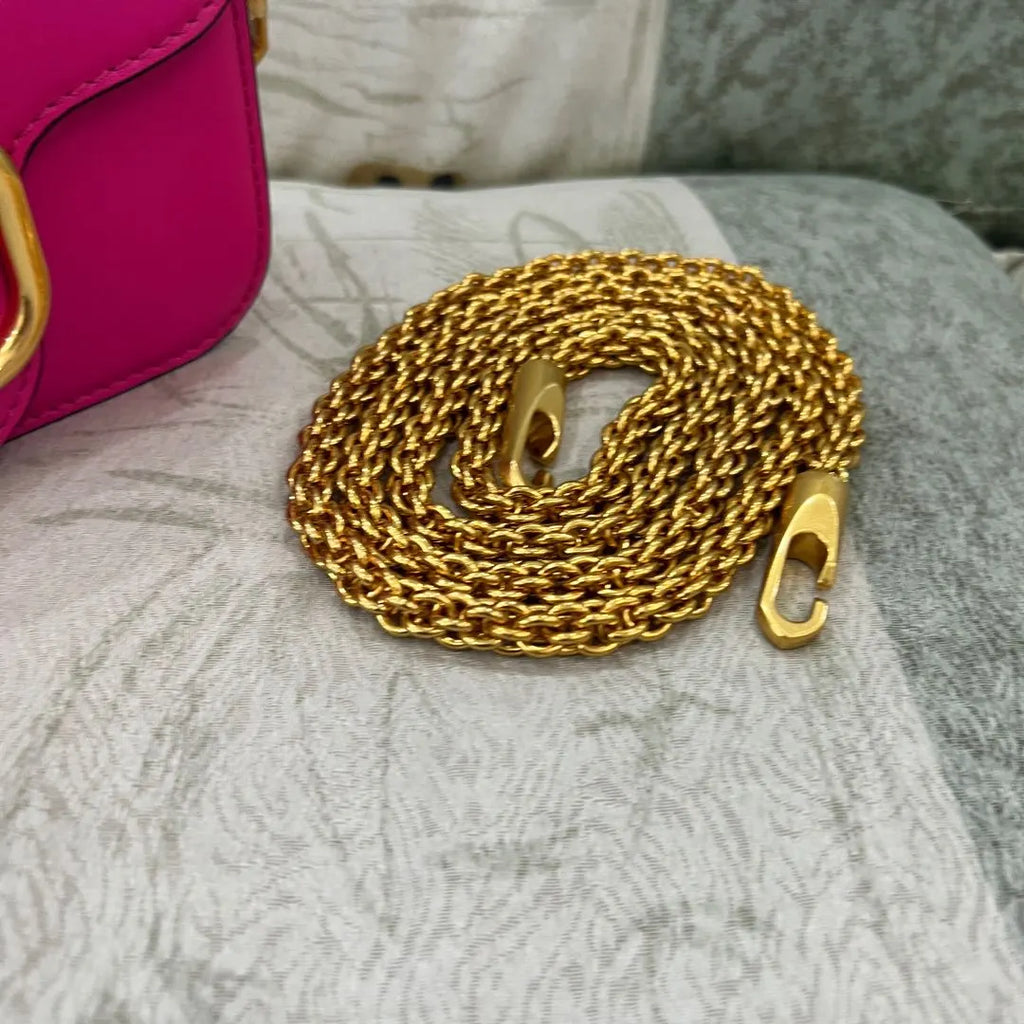 gold Valentino Shocking Pink VLogo Bag - Hình 7