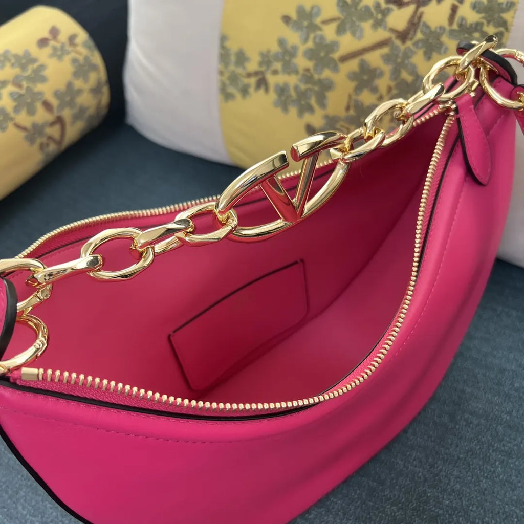Valentino Shocking Pink Chain Bag - Hình 8