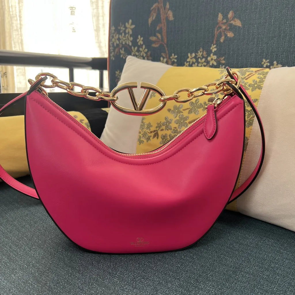 Valentino Shocking Pink Chain Bag - Hình 5