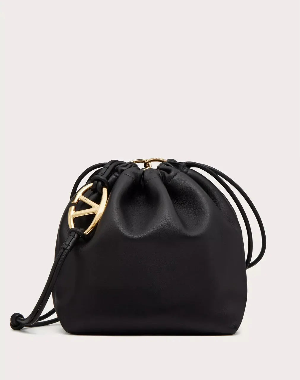 gold Valentino Black Leather Pouch