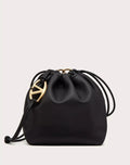 gold Valentino Black Leather Pouch