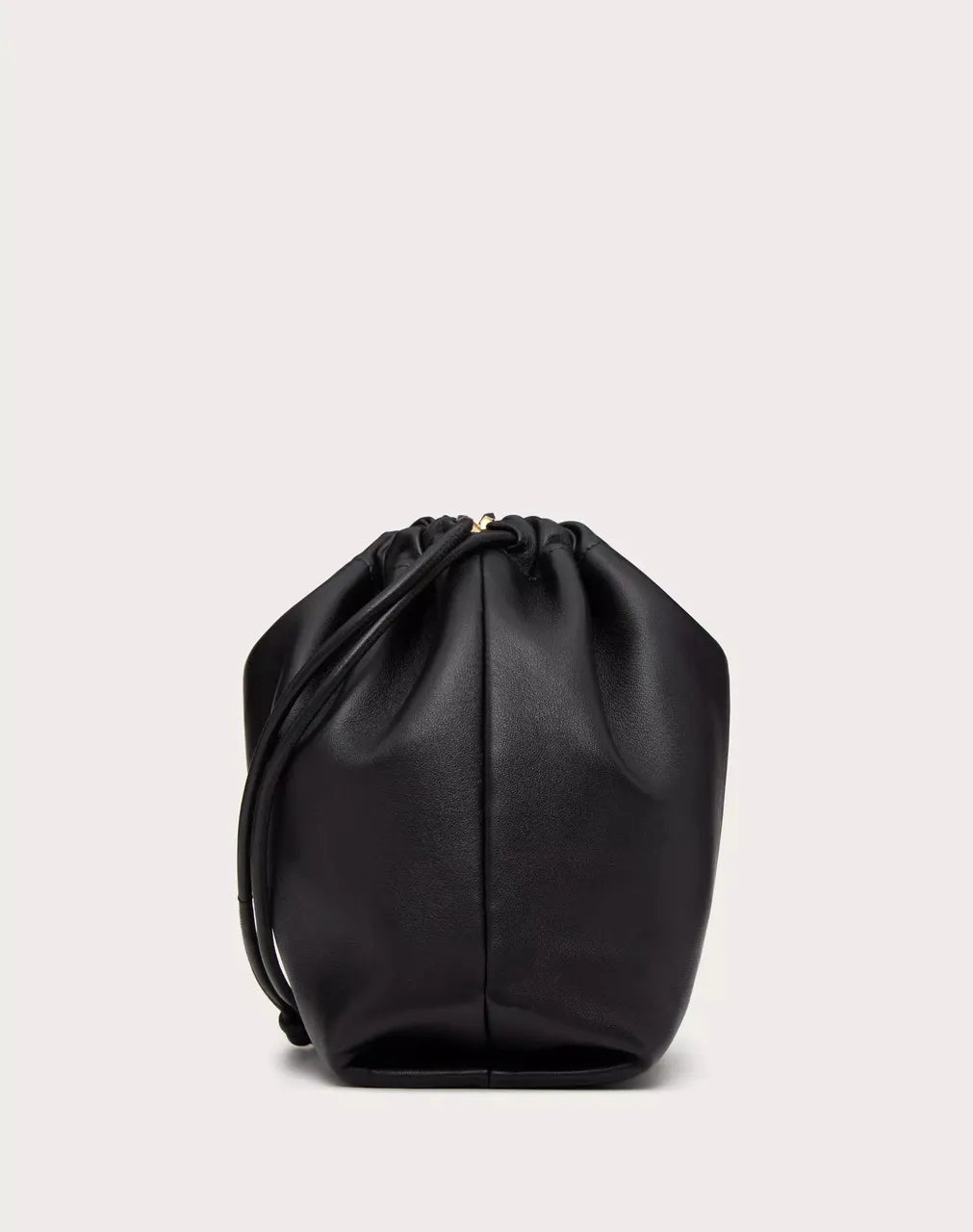 gold Valentino Black Leather Pouch - Hình 5