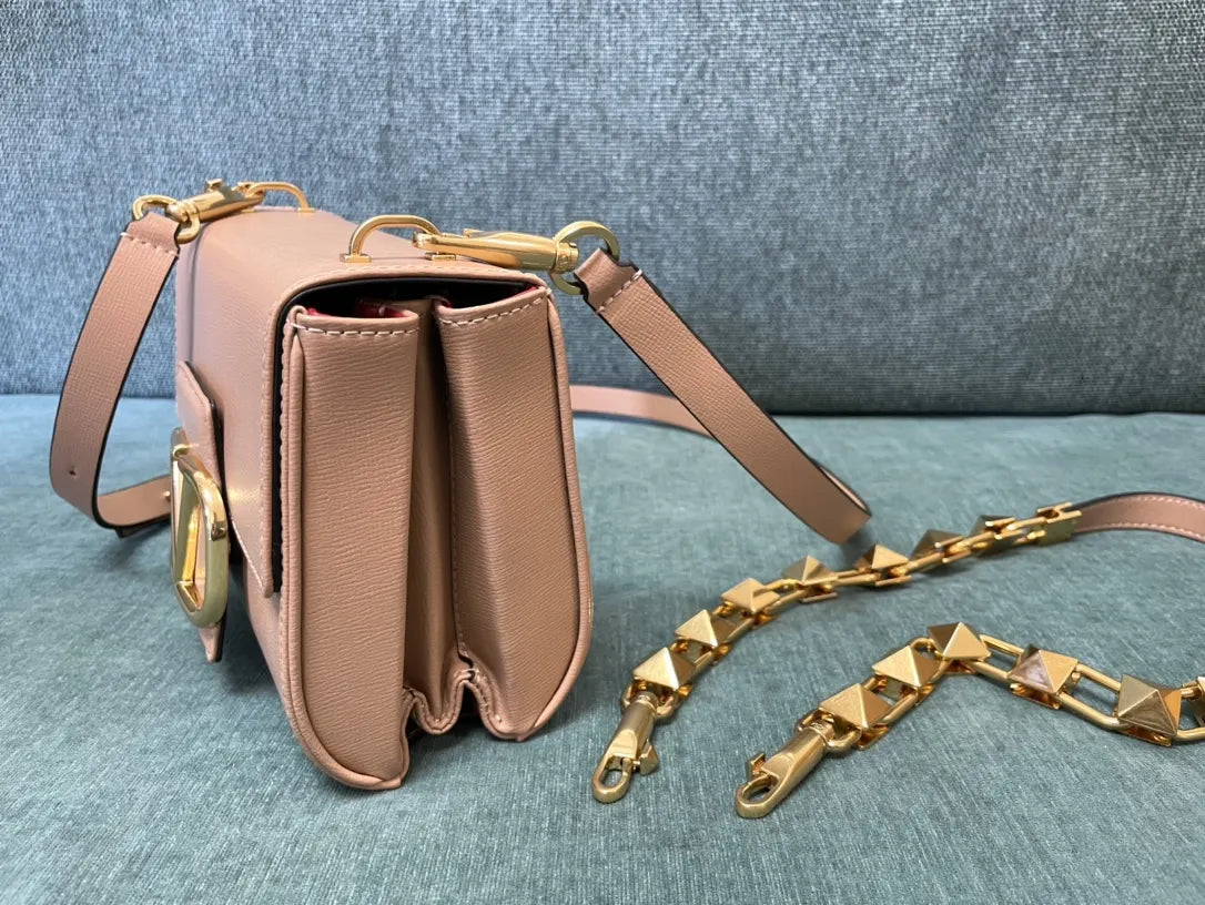 Valentino Peach Leather Crossbody - Hình 8