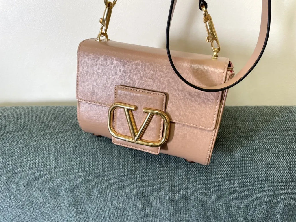 Valentino Peach Leather Crossbody - Hình 2