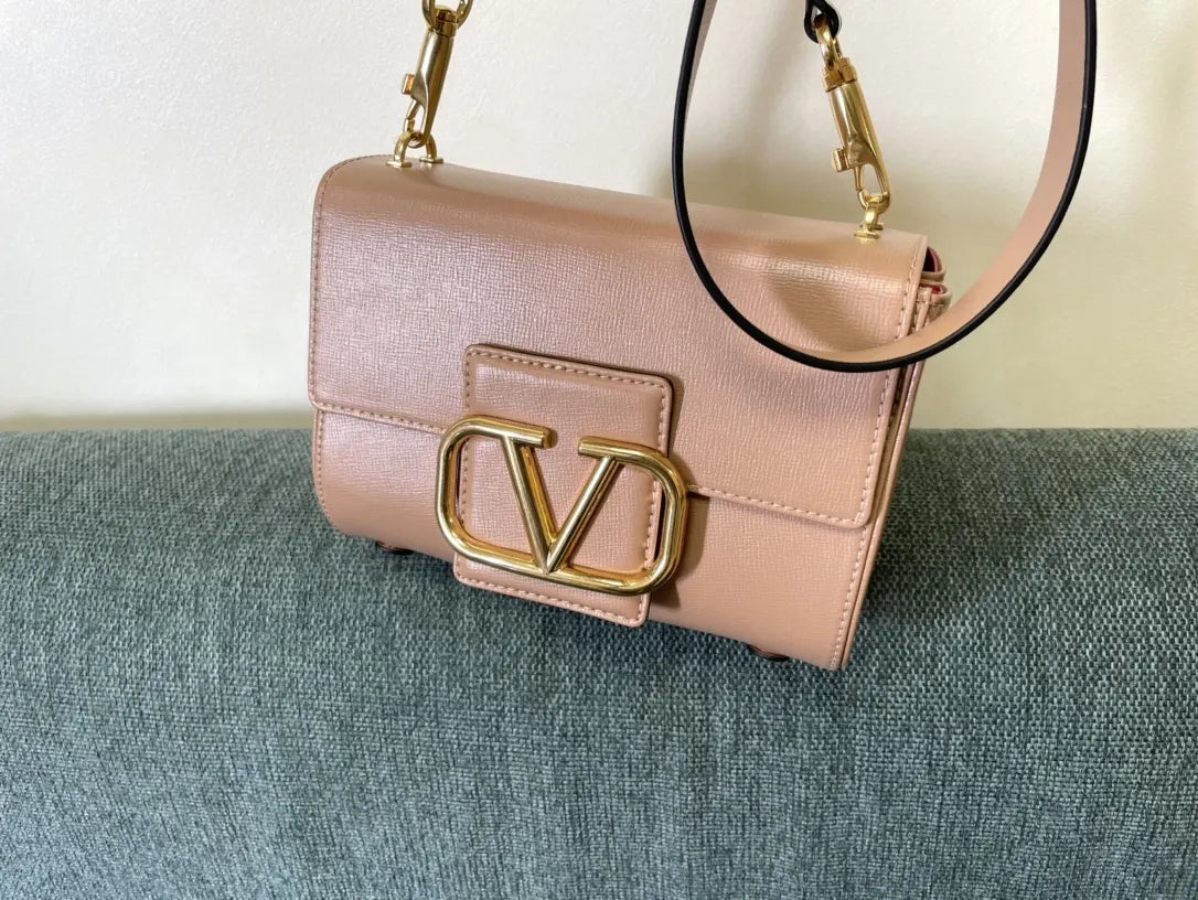 Valentino Peach Leather Crossbody - Hình 2