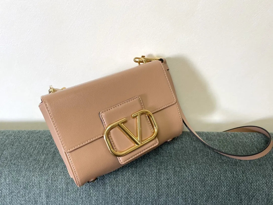 Valentino Peach Leather Crossbody - Hình 3