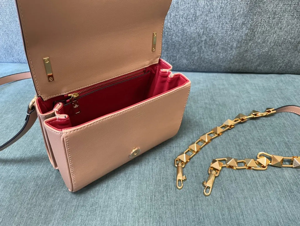 Valentino Peach Leather Crossbody - Hình 4