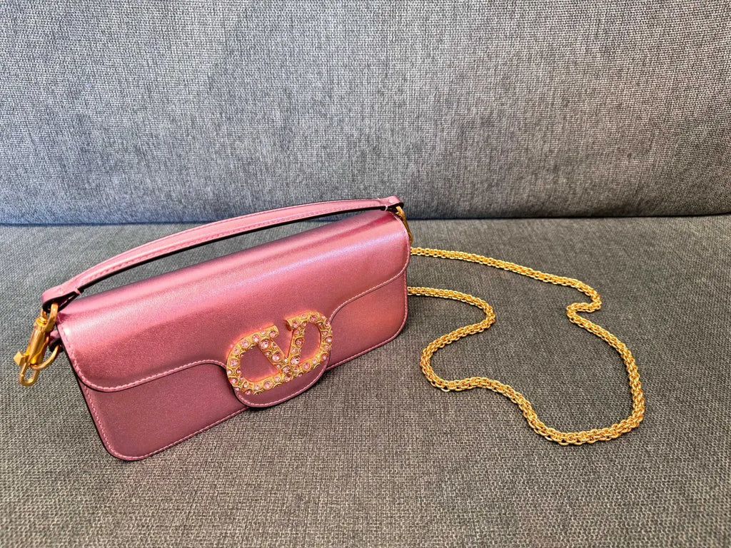 Valentino Metallic Pink Chain Bag - Hình 5
