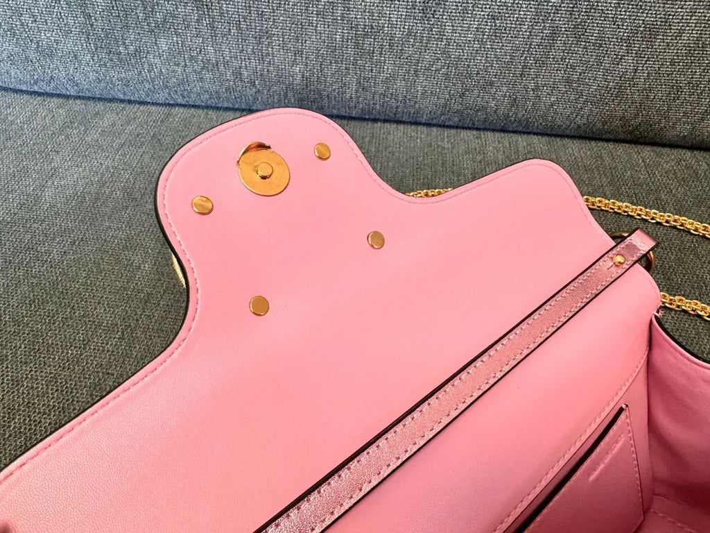 Valentino Metallic Pink Chain Bag - Hình 9