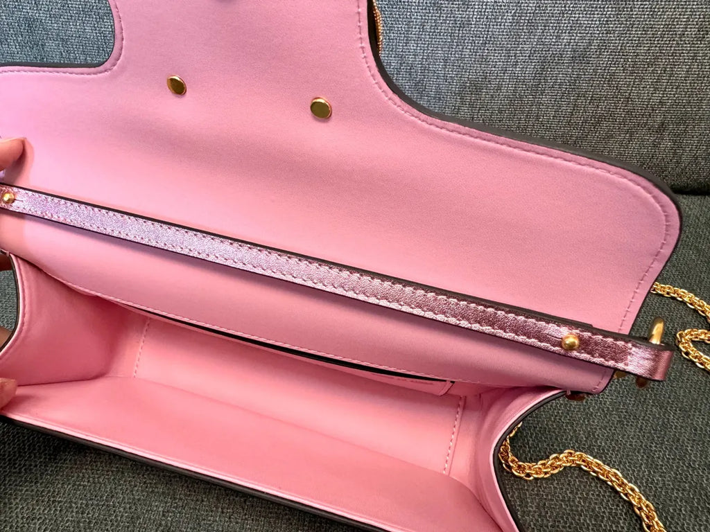 Valentino Metallic Pink Chain Bag - Hình 3