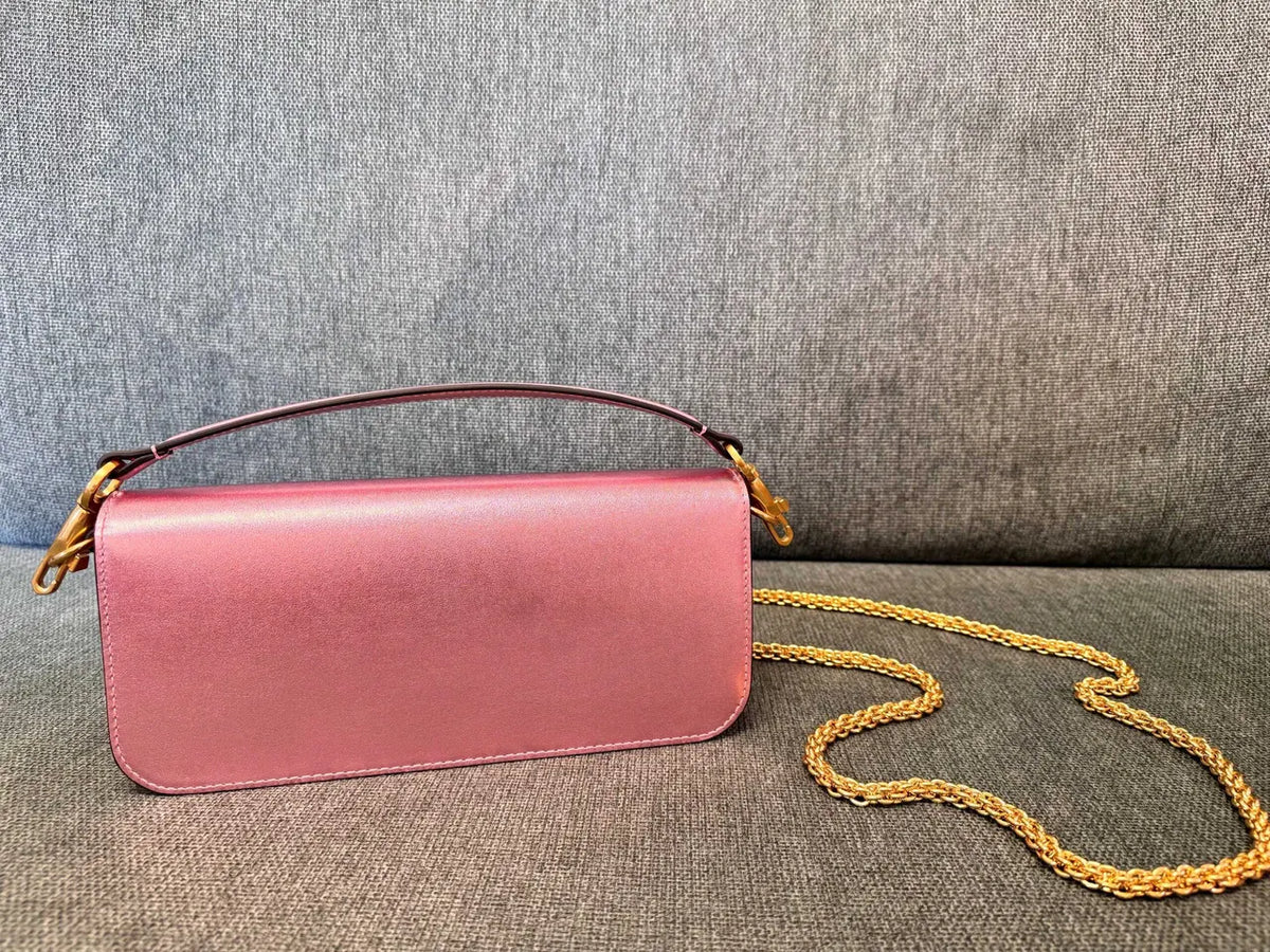 Valentino Metallic Pink Chain Bag - Hình 7