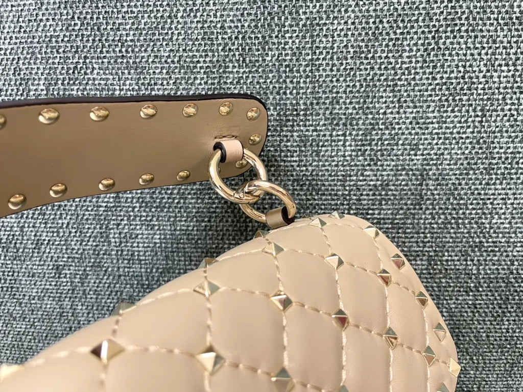 Valentino Beige Roman Stud Shoulder Bag - Hình 6
