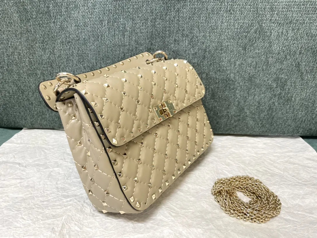 Valentino Beige Roman Stud Shoulder Bag - Hình 7