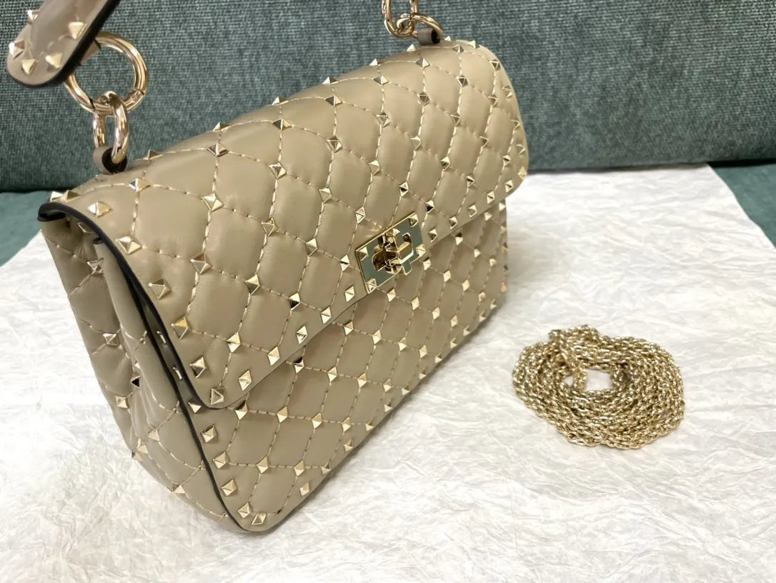 Valentino Beige Roman Stud Shoulder Bag - Hình 3