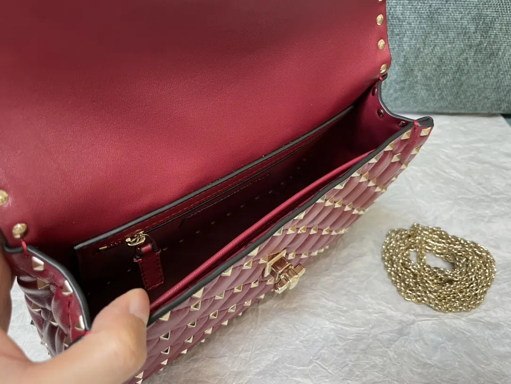 Valentino Ruby Red Roman Stud Bag - Hình 5