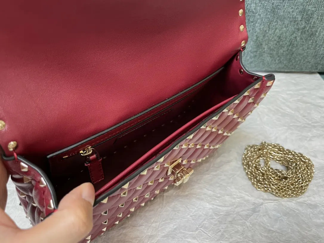 Valentino Ruby Red Roman Stud Bag - Hình 5