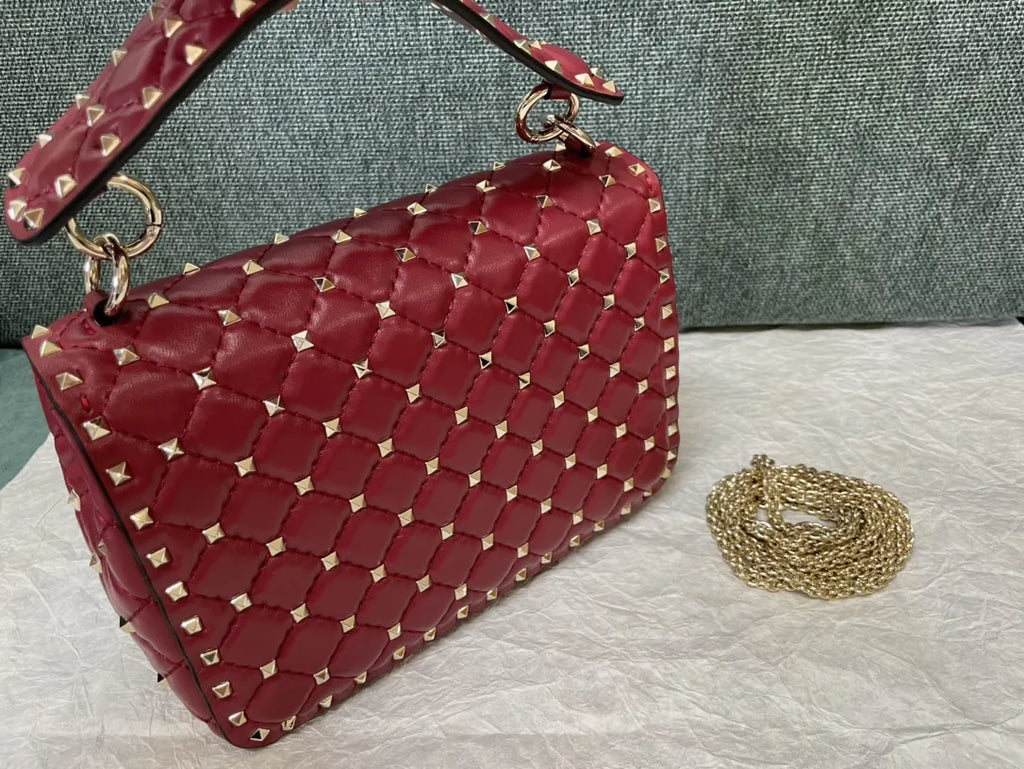 Valentino Ruby Red Roman Stud Bag - Hình 6