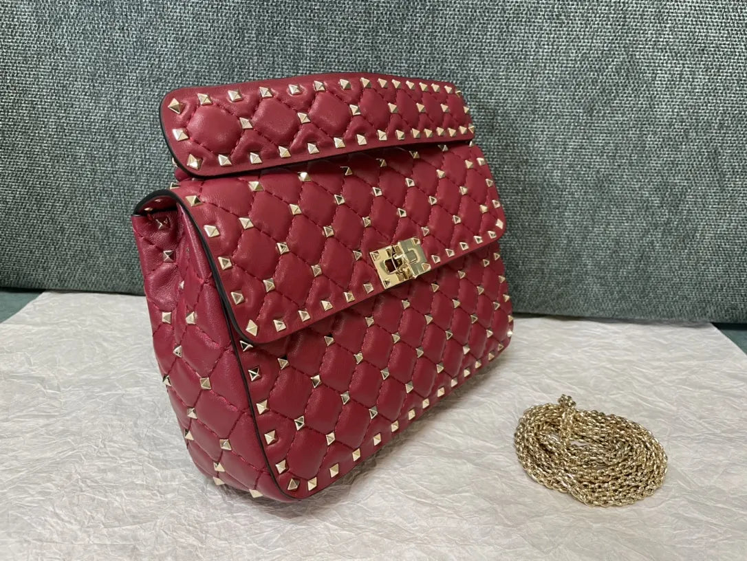 Valentino Ruby Red Roman Stud Bag - Hình 4