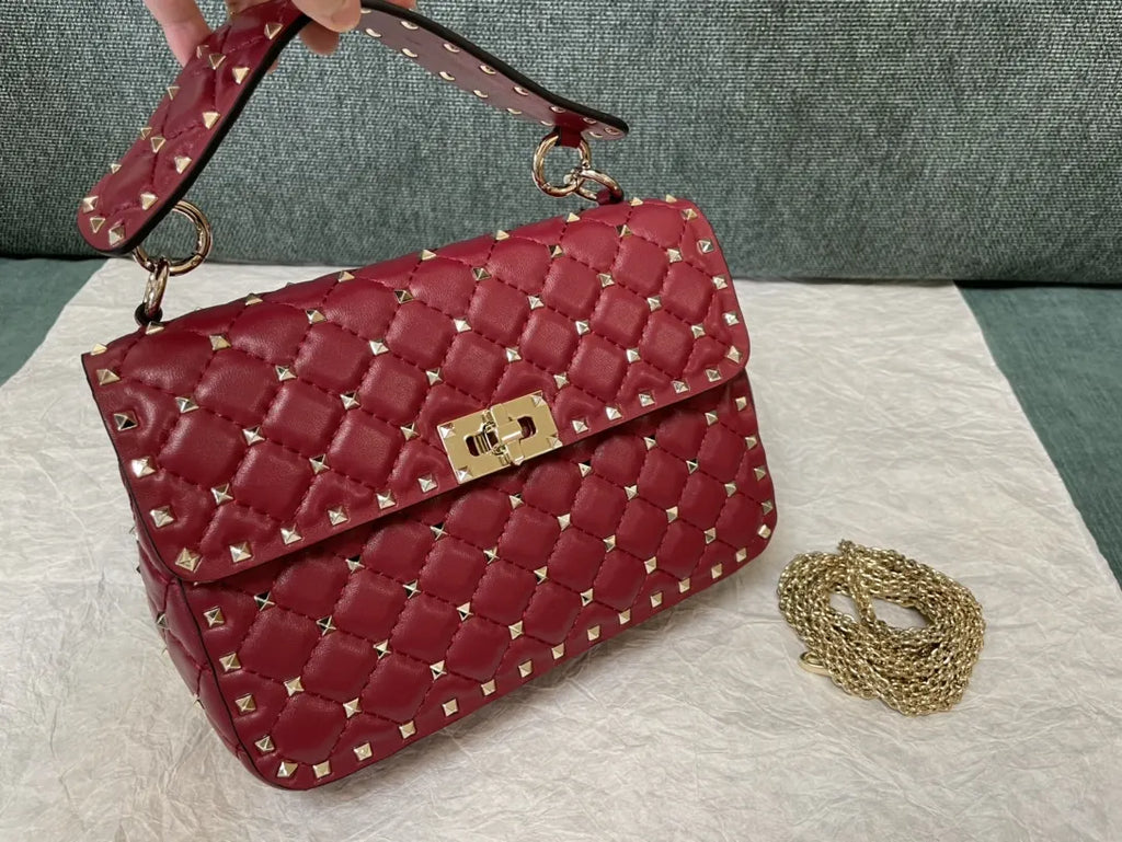 Valentino Ruby Red Roman Stud Bag
