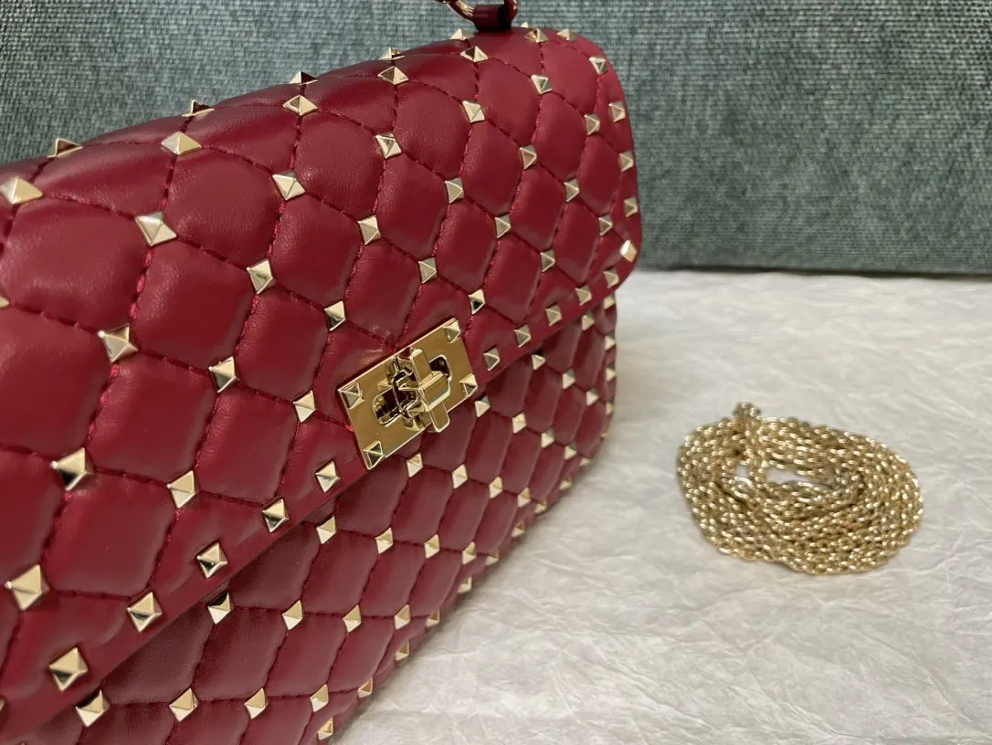 Valentino Ruby Red Roman Stud Bag - Hình 8