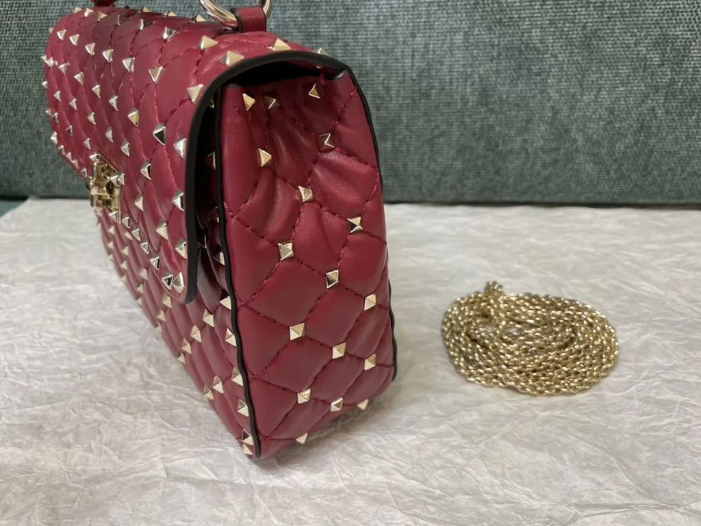 Valentino Ruby Red Roman Stud Bag - Hình 7