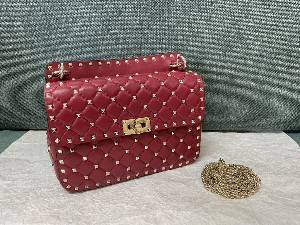 Valentino Ruby Red Roman Stud Bag - Hình 2