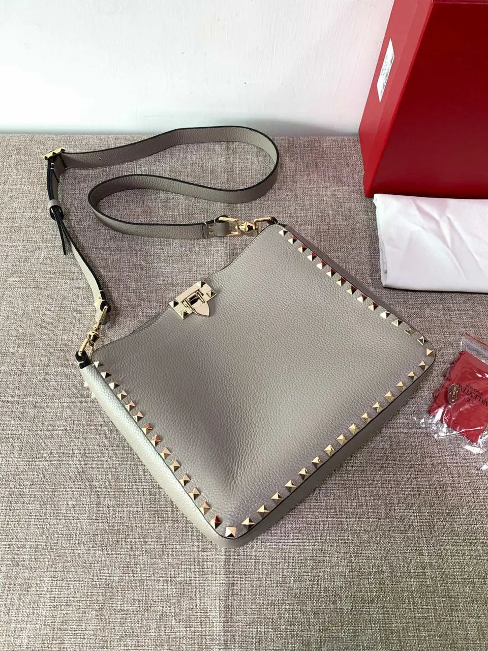 Valentino Grey Rockstud Shoulder Bag