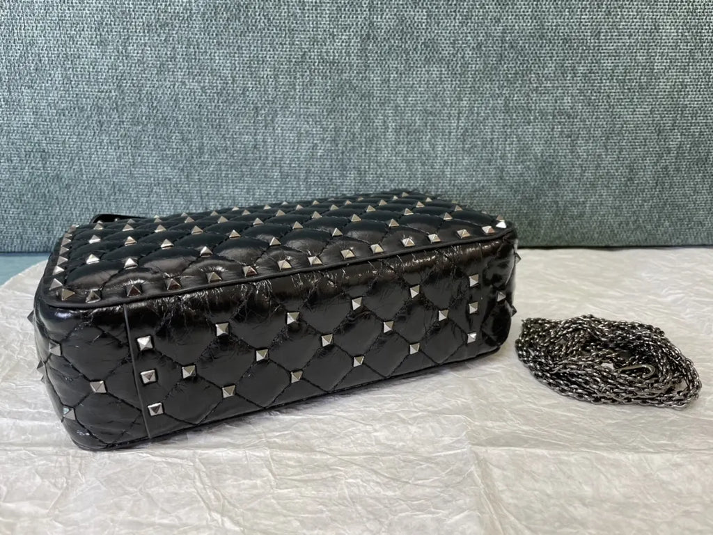 Valentino Black Studded Quilted Bag - Hình 5