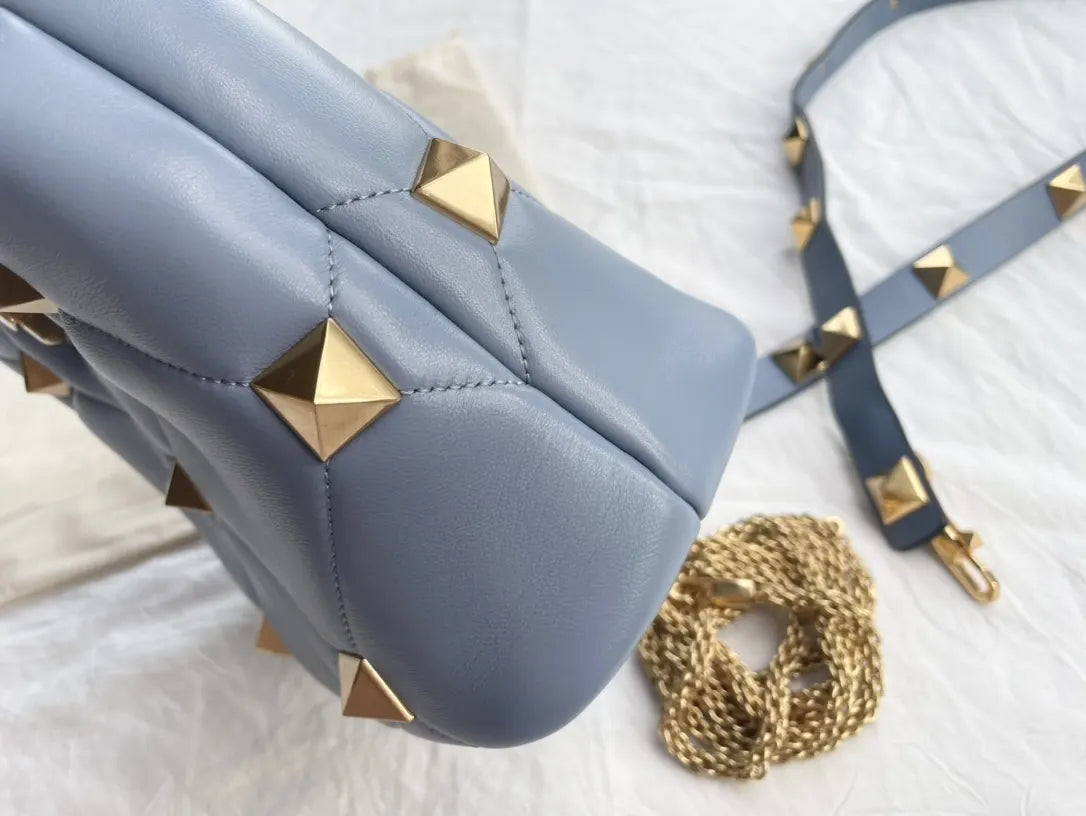 Valentino Sky Blue Stud Sign Bag - Hình 3