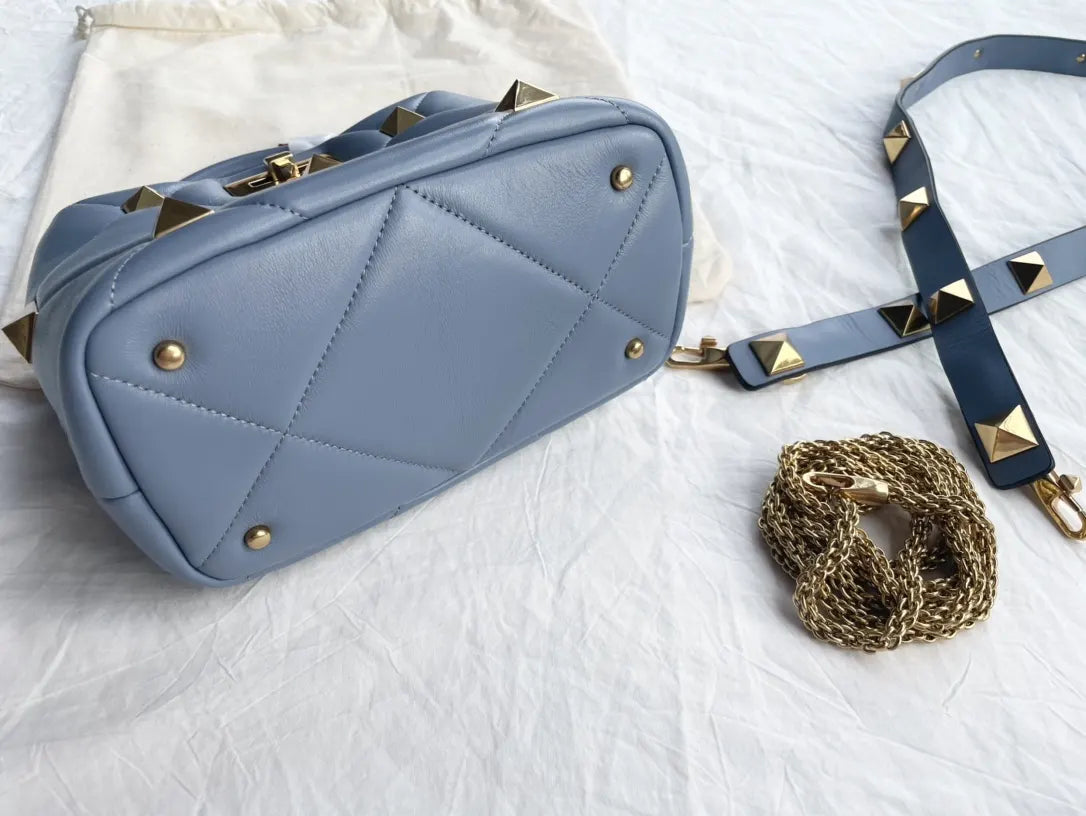 Valentino Sky Blue Stud Sign Bag - Hình 9