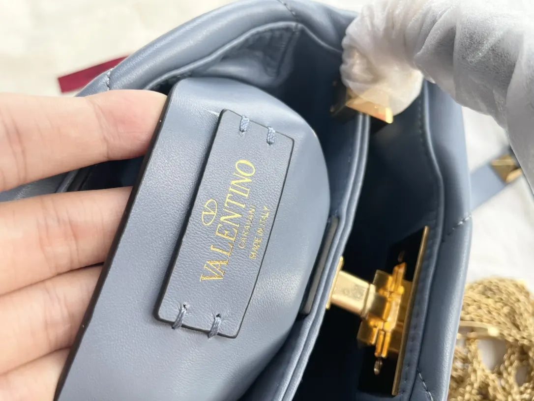 Valentino Sky Blue Stud Sign Bag - Hình 7
