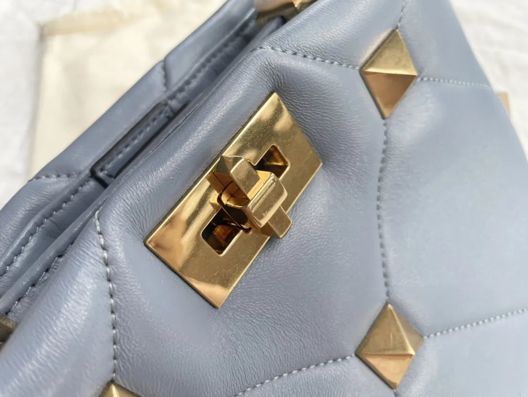 Valentino Sky Blue Stud Sign Bag - Hình 4