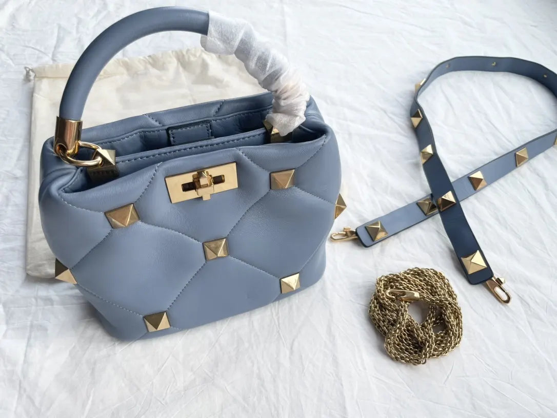 Valentino Sky Blue Stud Sign Bag