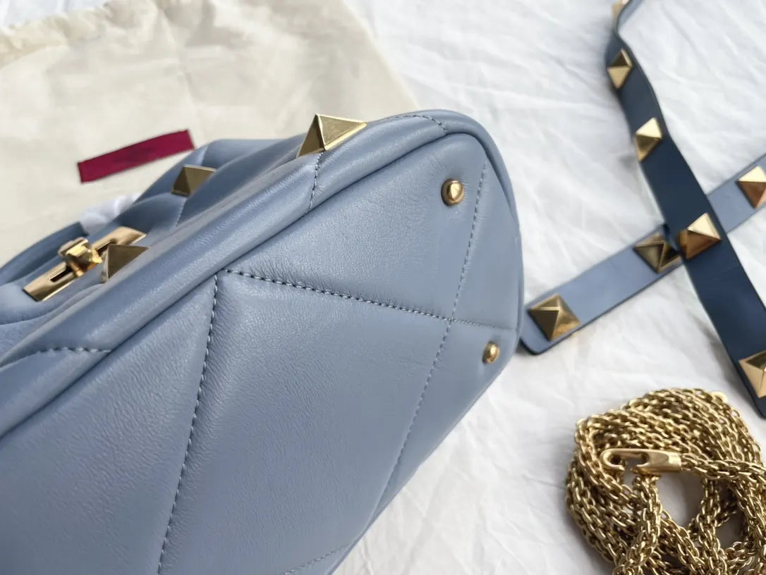 Valentino Sky Blue Stud Sign Bag - Hình 8