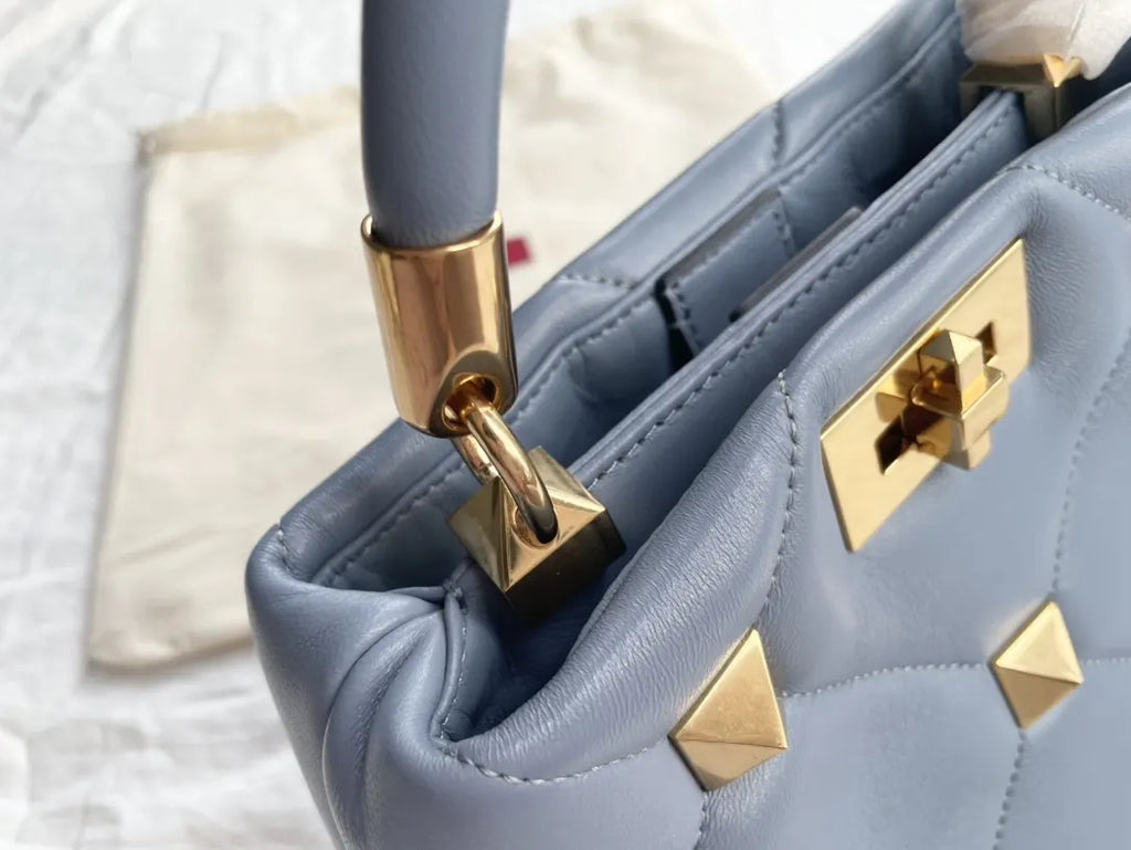 Valentino Sky Blue Stud Sign Bag - Hình 5