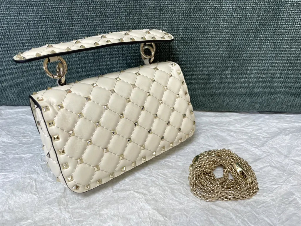 Valentino Cream Quilted Bag - Hình 2